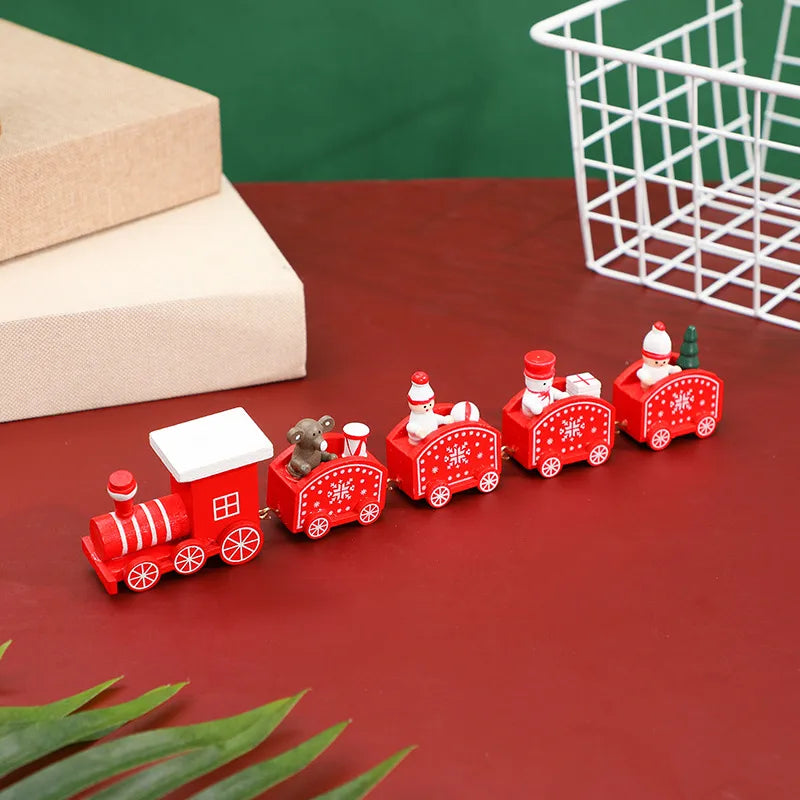 Christmas Glam Cute Train Wood Party Decorative Props