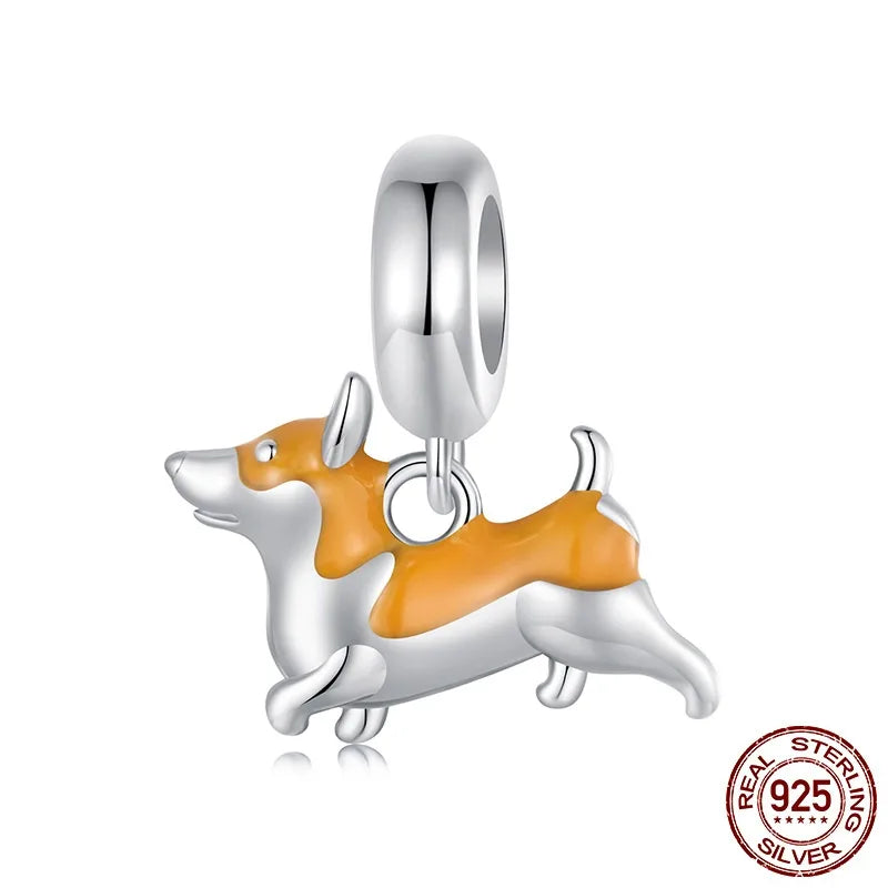 Aifule Pet Dog Cute Animal Series Beaded DIY Beaded S925 Sterling Silver Combination Wholesale Ornament Scattered Beads