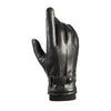 Autumn and winter men's leather gloves PU touch screen gloves fleece-lined warm warm cold driving full finger outdoor riding gloves