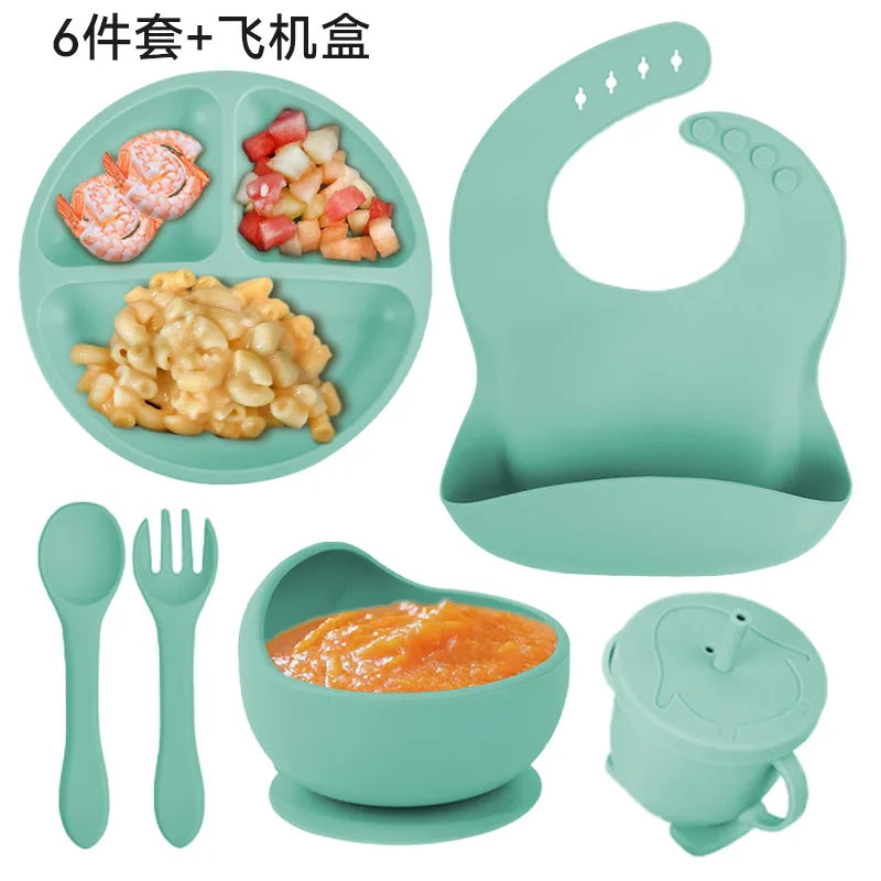 casual solid color silica gel tableware 1 set