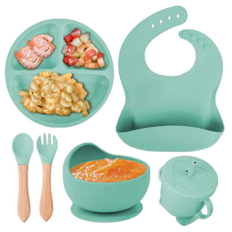 casual solid color silica gel tableware 1 set