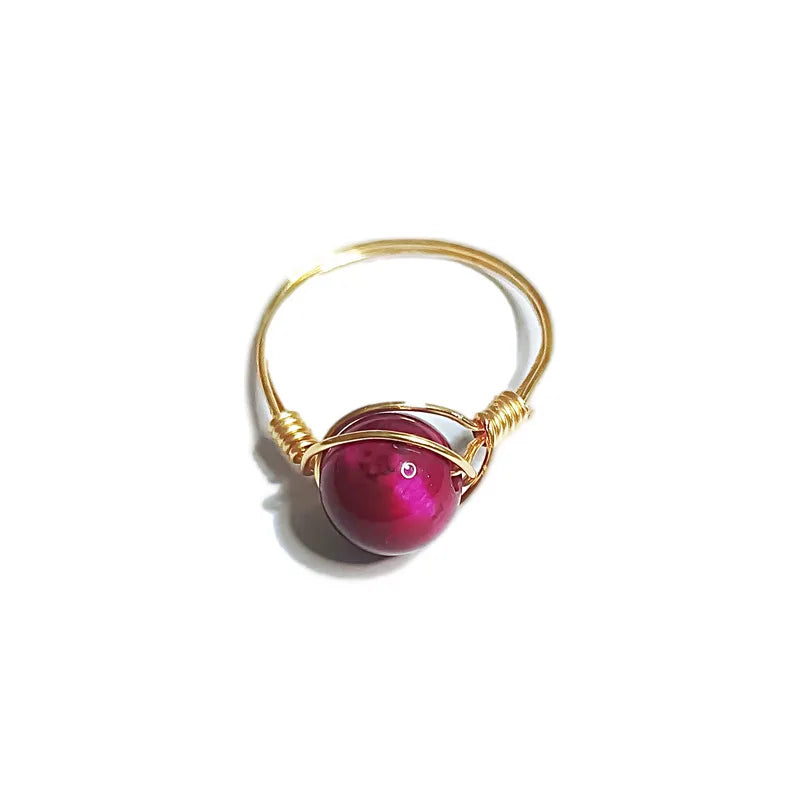 fashion round natural stone rings 1 piece