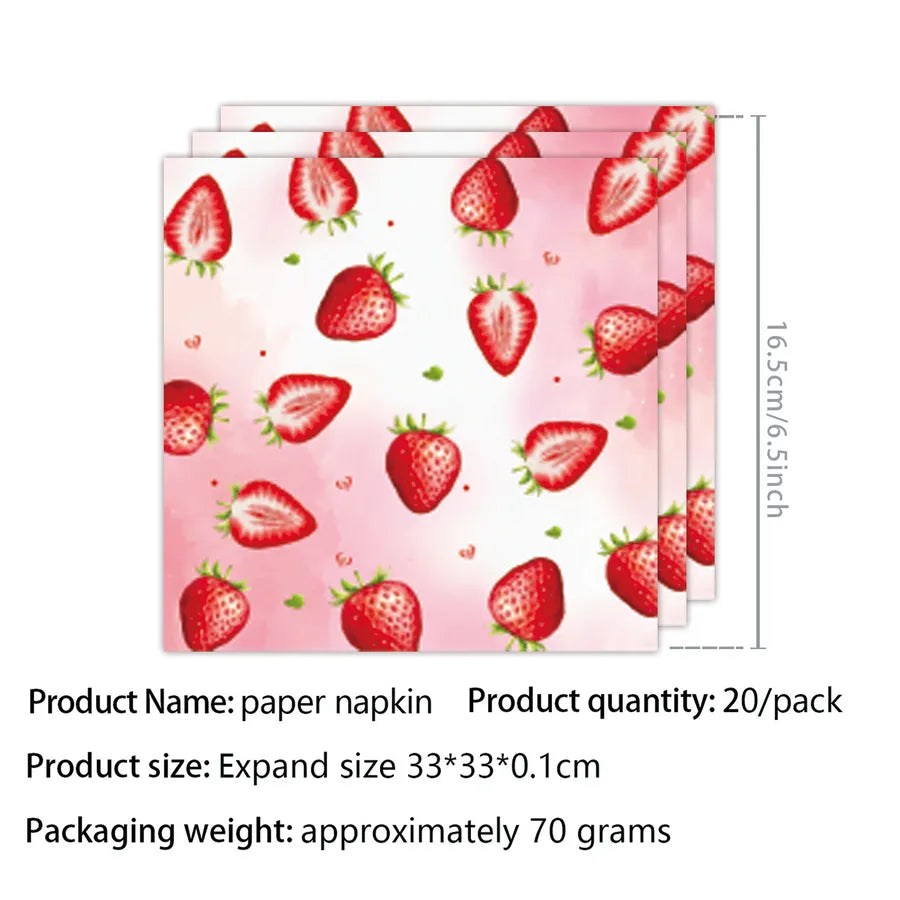 Birthday Sweet Strawberry Paper Birthday Decorative Props Party Supplies Cake Decorating Supplies