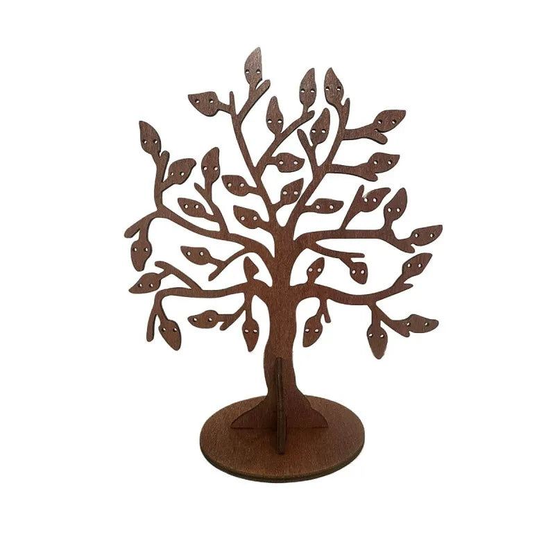 Retro Wooden Jewelry Earring Display Stand Home Desktop Decorative Branch Shape Wooden Ornaments Stand Handmade Crafted