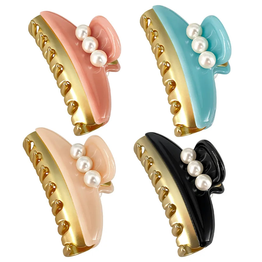 EManco  New Classic High-End Pearl Claw Clip Elegant Hairpin Hair Claw Ins Style Shark Clip