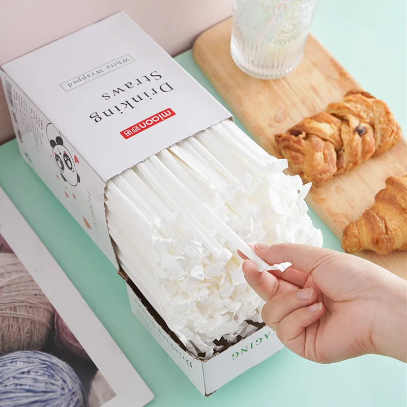 Straw Disposable Separately Packed Drink Straw Children Pregnant Women Postpartum Creative Color Straight Elbow Soybean Milk Straw