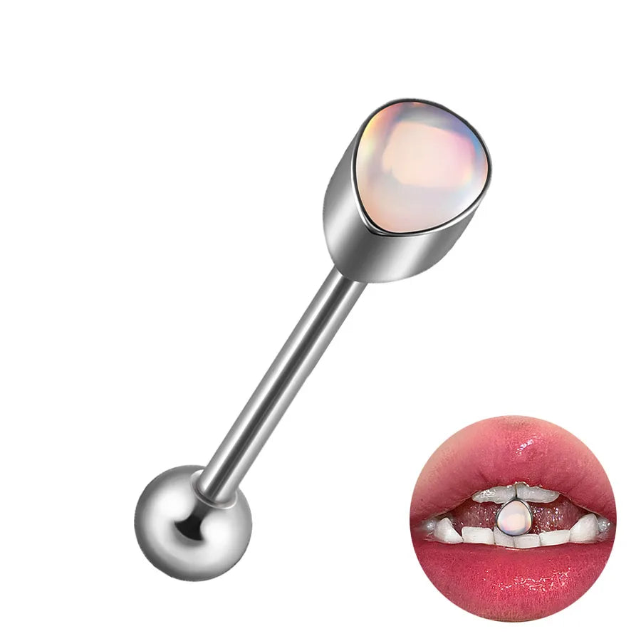 1 Piece Lip Rings Hip-Hop Cool Style Triangle Geometric Water Droplets 304 Stainless Steel Enamel Tongue Rings