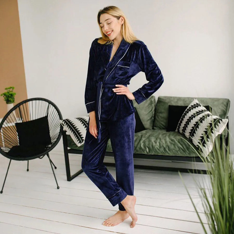 Home Women's Vacation Simple Style Solid Color Polyester Fleece Pants Sets Pajama Sets