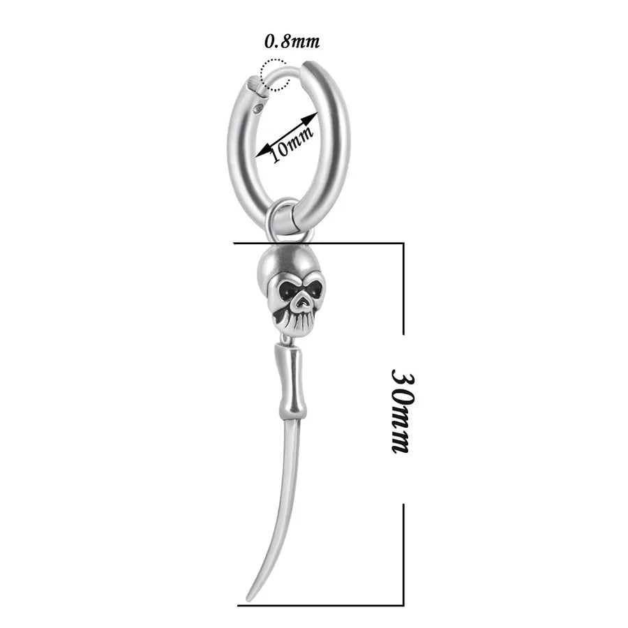 1 Piece Halloween Cool Style Solid Color Skull Plating 304 Stainless Steel 18K Gold Plated Ear Studs