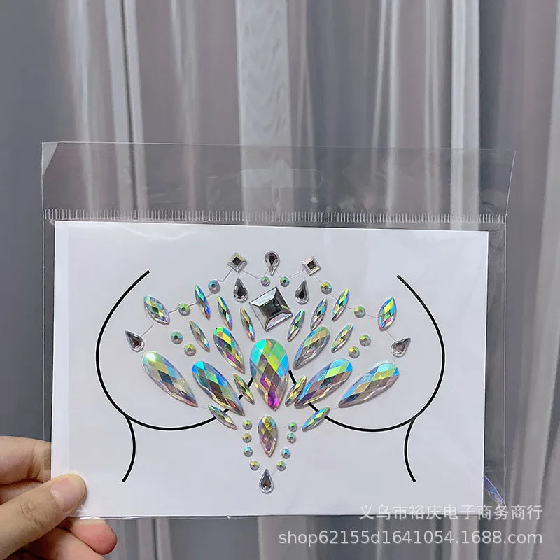 Halloween face stickers chest stickers body tattoo stickers resin acrylic Diamond stickers   tattoo stickers wholesale