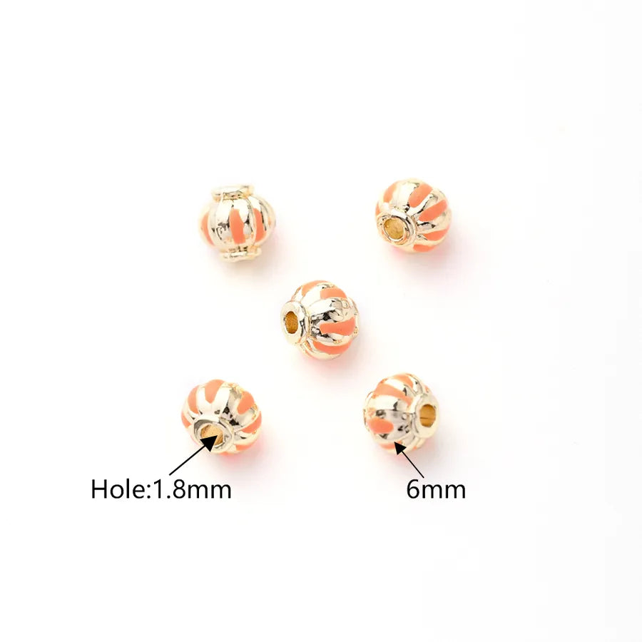 5 PCS/Package Diameter 6 mm Hole 1~1.9mm Alloy Gold Plated Pumpkin Polished Jewelry Accessories