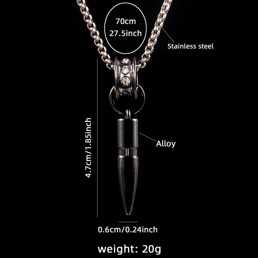 Classic Style Bullet 201 Stainless Steel Zinc alloy Rhinestone Men's Necklace