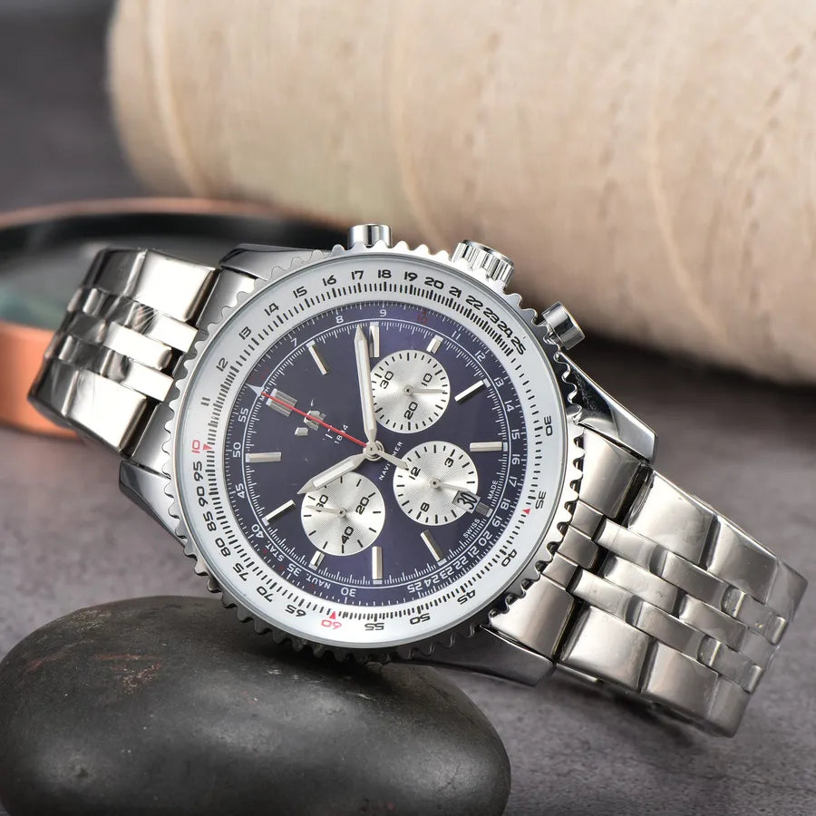 Business Simple Style Solid Color Butterfly Double Snap Quartz Men's Watches
