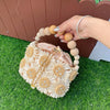 Women's raffia Metal Flower Vacation Square String Square Bag