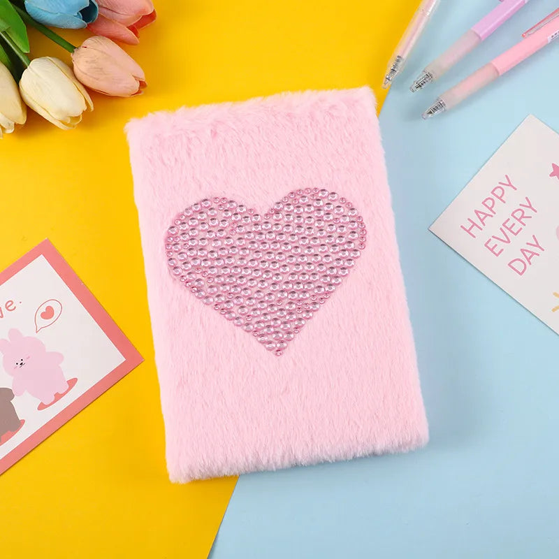 Cute Plush Heart Shaped Notebook Student Note Taking Gift Stationery Souvenir Pink Purple And Red Love Heart Design