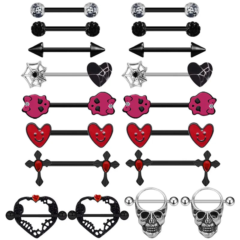 1 Piece Nipple Rings & Studs Hip-Hop Sexy Punk Heart Shape Smiley Face 316 Stainless Steel  Arylic Alloy Epoxy Plating Inlay Acrylic Rhinestones White Gold Plated nipple ring Nipple Rings & Studs