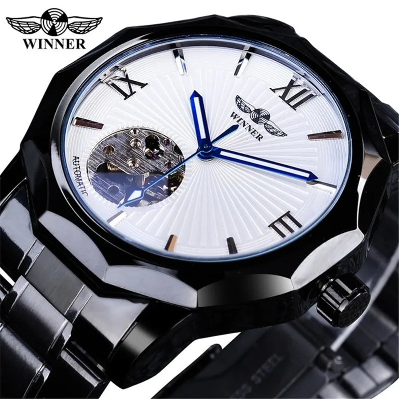 Classic Style Solid Color Butterfly Double Snap Buckle Mechanical Watch Men's Watches