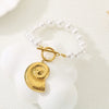 Beach Sweet New Style Starfish Conch Heart Shape 304 Stainless Steel 18K Gold Plated Beaded Chain Bracelets In Bulk