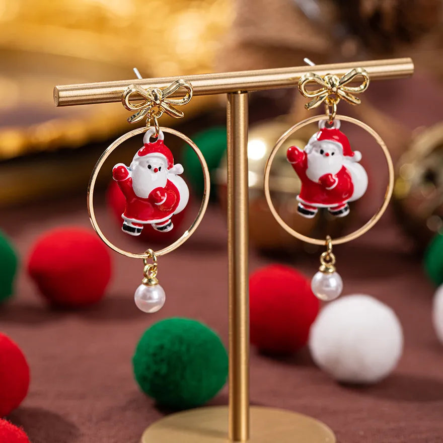 Christmas Theme Alloy Ear Cuff Drop Earrings  New Products Small Pendant Diy Accessories Christmas Hat