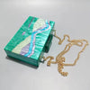 Green Pink Sky Blue Arylic Color Block Square Evening Bags