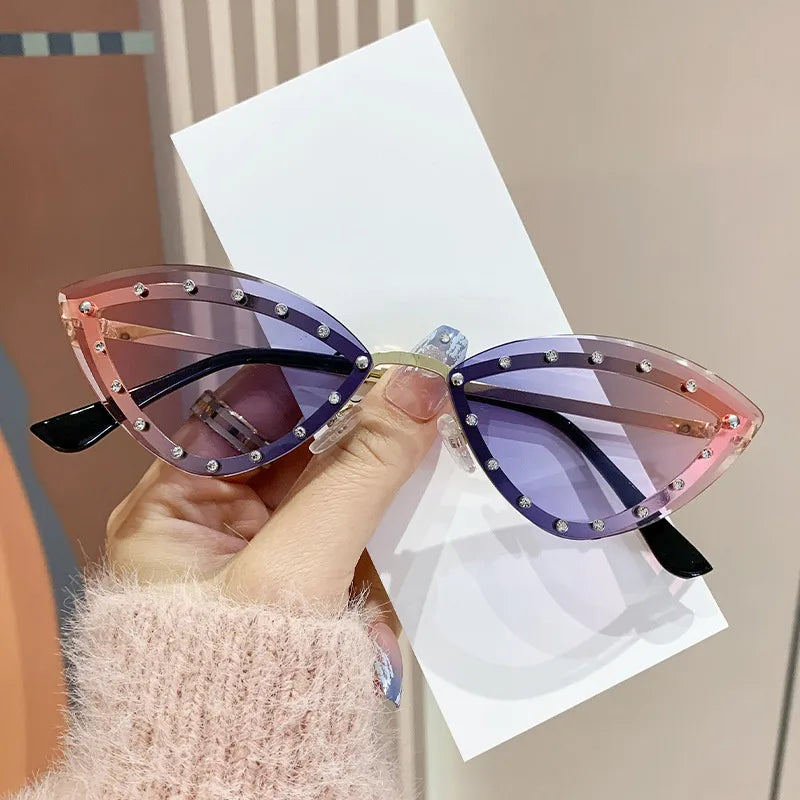 Punk Classic Style Gradient Color Ac Gradient Tinted Lenses Cat Eye Full Frame Women's Sunglasses