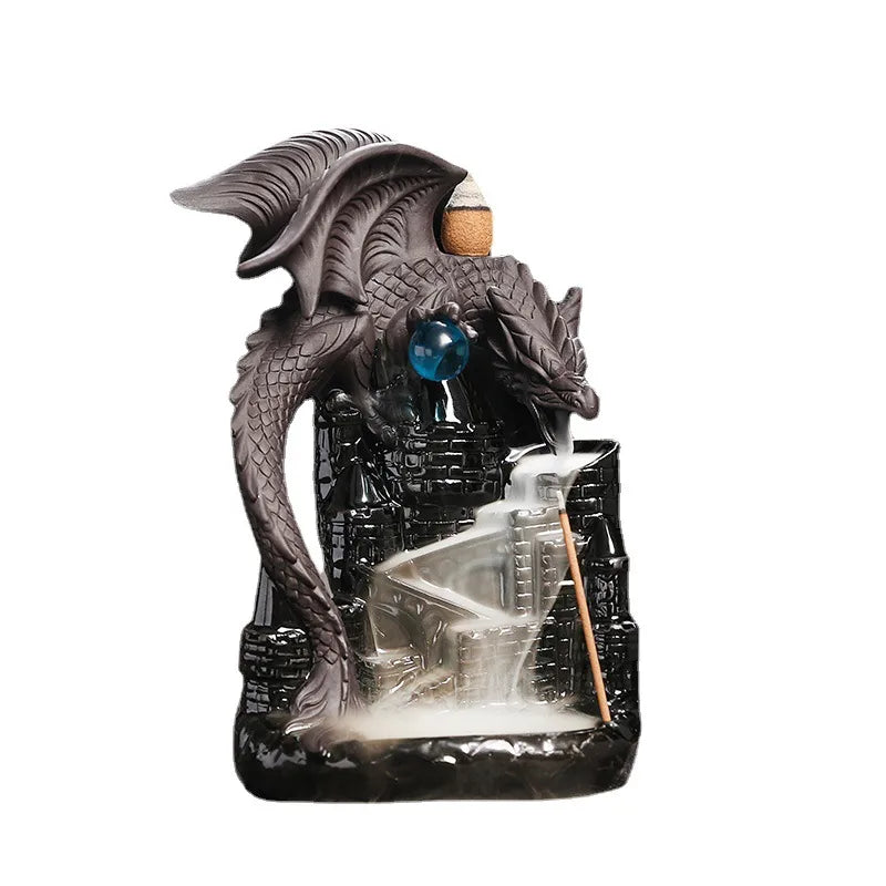 purple sand pterosaur backflow incense burner creative ceramic Castle pterosaur backflow smoke incense burner ornaments crafts