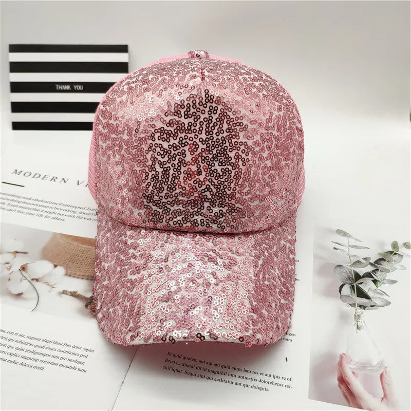 Hat Women's Spring and Autumn Korean Style Trendy  Student Street Sequin Cap Casual Fashion Summer Sunscreen Baseball Cap