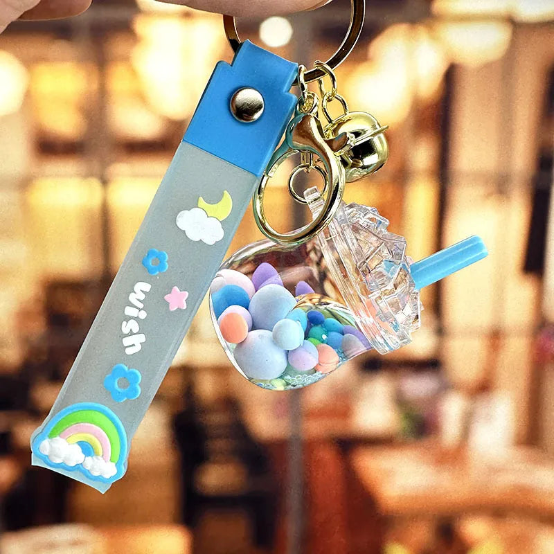 cartoon style cute cup arylic women's bag pendant keychain