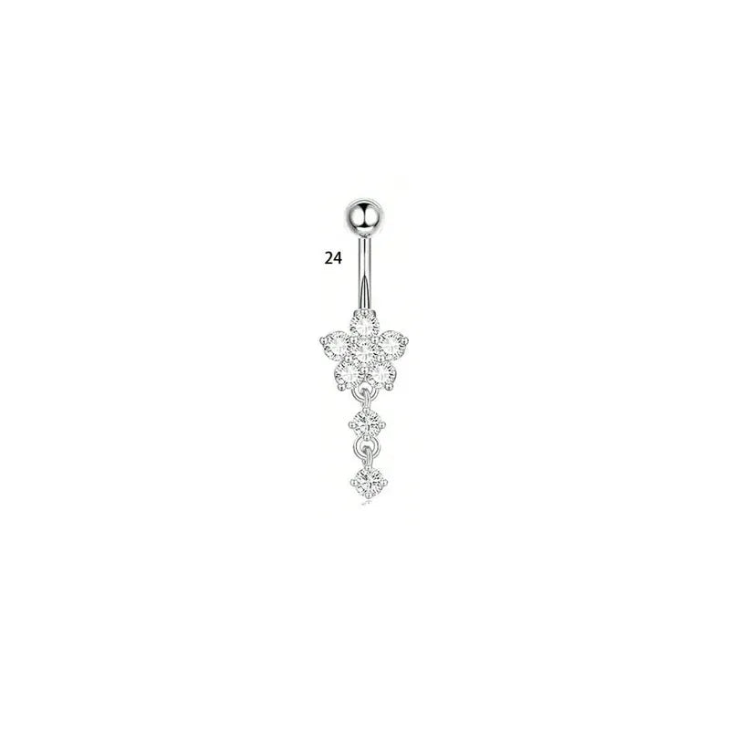 1 Piece Belly Rings Simple Style Classic Style Solid Color 304 Stainless Steel Inlay Zircon Belly Rings