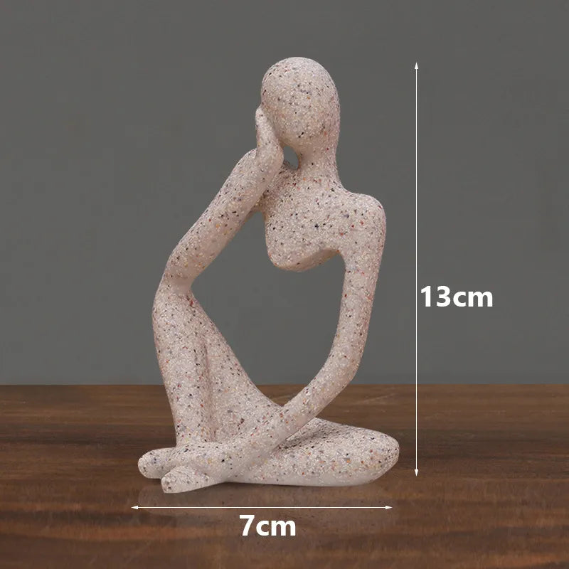Creative Nordic Mini Abstract Left Thinking and Right Imaginers Little Golden Man 13cm Personalized Home Decoration Ornaments