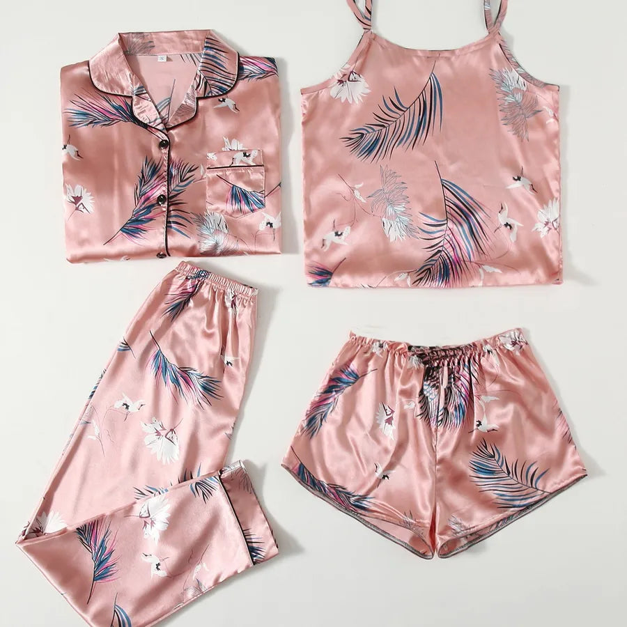 women's fashion tropical polyester printing pants sets