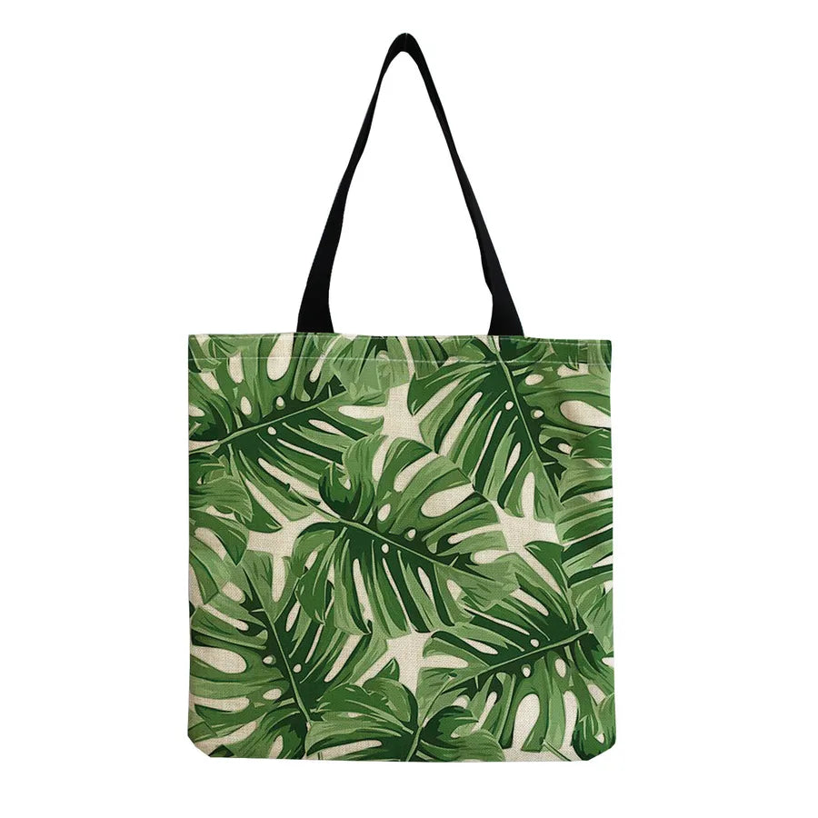 women's tropical leaf shopping bags