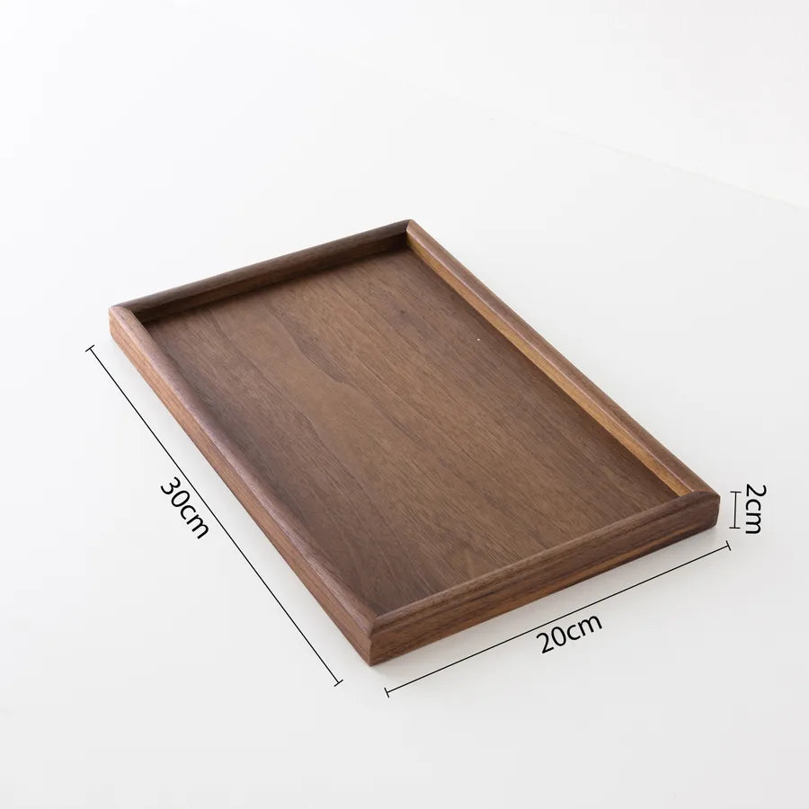 Walnut Wood Jewelry Display Tray Ring Earring Bracelet Storage Plate Photo Prop Geometry Pattern Solid Wood Antique Style