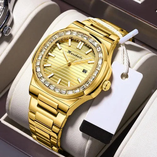 business stripe butterfly double snap quartz men's watches