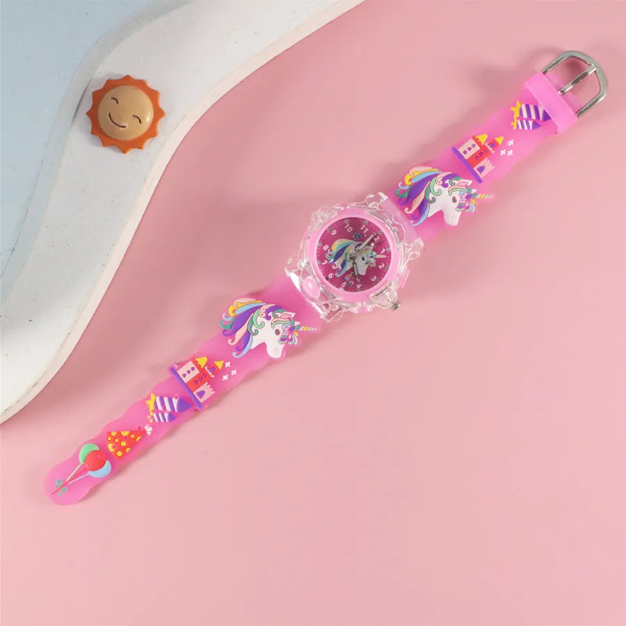 Children's Watch Creative Cartoon Quartz Color Shell Luminous Series Watch Primary School Boys and Girls 3D Viscose Watch