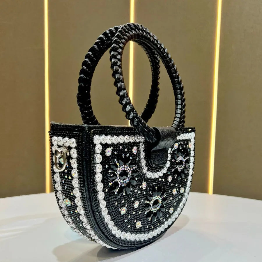 Elegant Diamond Embellished Square Shoulder Bag Fashionable Versatile Women's Clutch Crossbody Bag For Dinner Party
