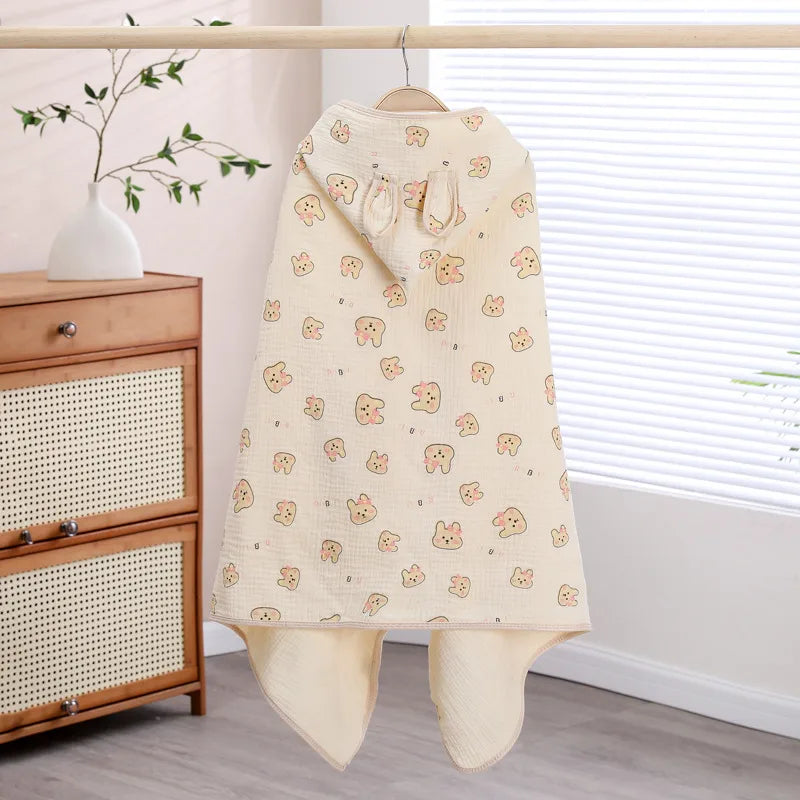 Baby bath towel hooded cloak cotton gauze bath towel Children Baby bathrobe soft absorbent bath bag towel wholesale