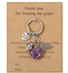 Crystal Heart Keychain Thank You Teacher Flower Leaf Purple Crystal Pink Quartz Keyring Crystal Heart Shaped Keychain Pendant