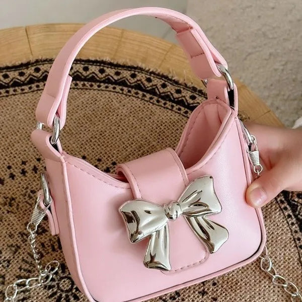 Children's Bag  New Candy Color Bow Mini Handbag Girl's Parent-child Chain Crossbody Bag Red Bag