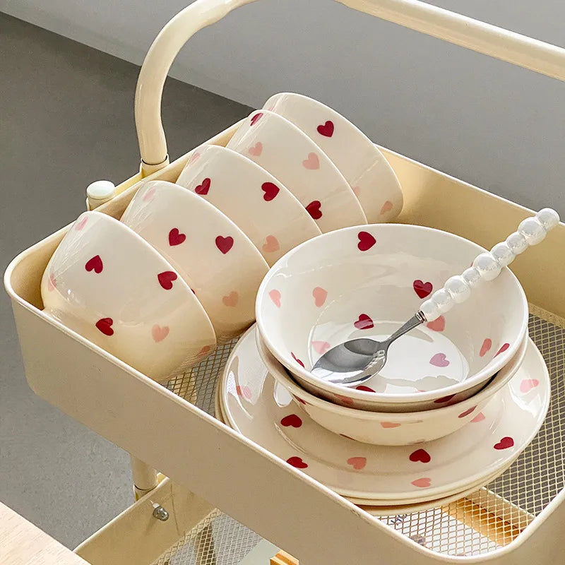 cute heart ceramics plate tableware mug 1 piece