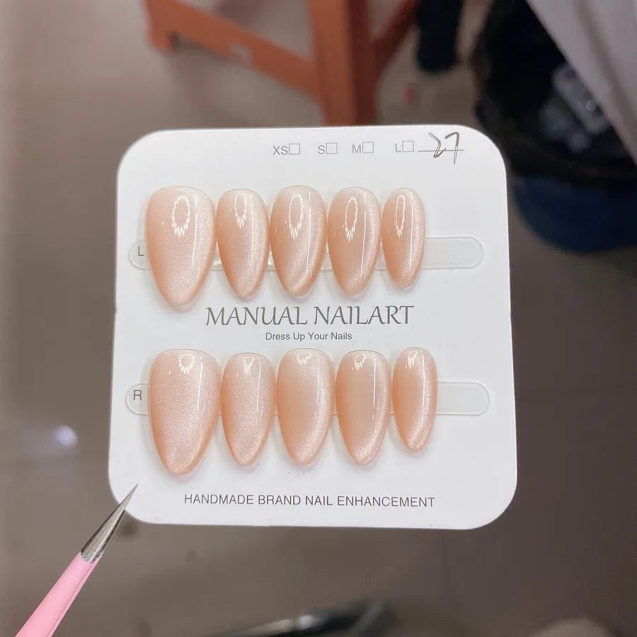 Handmade Wearable Nail Art Phototherapy Finished Product Sparkling Crystal Stone Cat's Eye Removable Starry Sky Pattern Simple Style