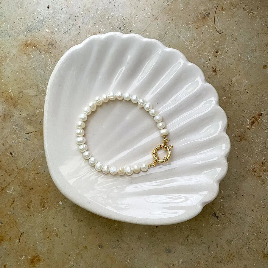 casual round pearl titanium steel beaded bracelets 1 piece