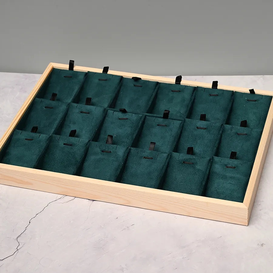 Rectangular Jewelry Display Stand Storage Box Earring Ring Bracelet Ring Holder Artificial Wood Velvet Handmade Simple Style