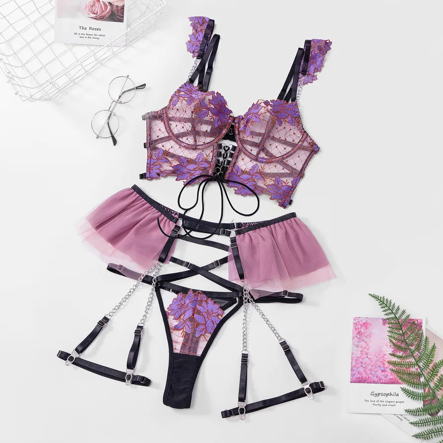 flower adjustable sexy backless mid waist thong sexy lingerie