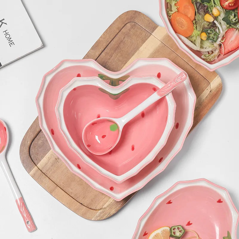 Cute Strawberry ceramics Tableware 1 Piece 1 Set