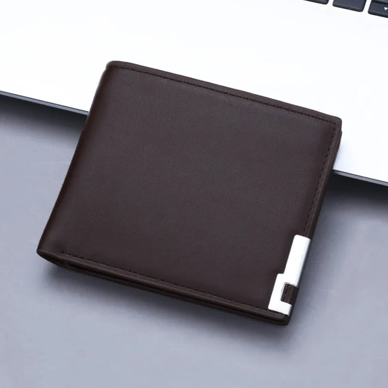 men's solid color pu leather open wallets