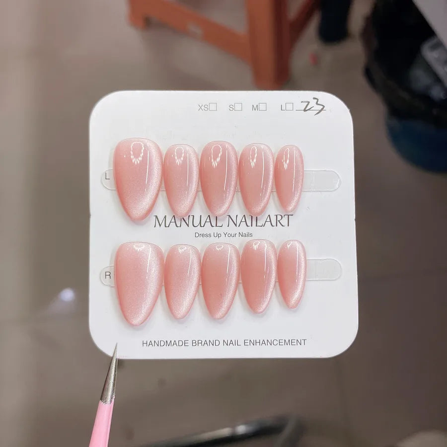 Handmade Wearable Nail Art Phototherapy Finished Product Sparkling Crystal Stone Cat's Eye Removable Starry Sky Pattern Simple Style