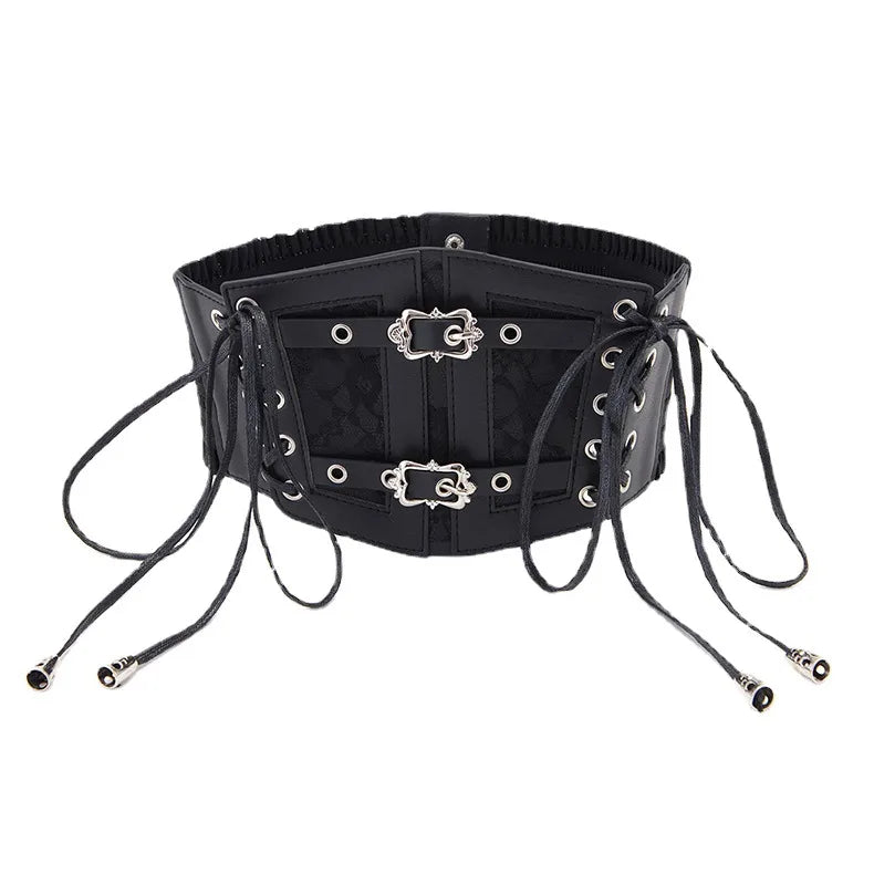 fashion solid color pu leather alloy metal button women's corset belts 1 piece