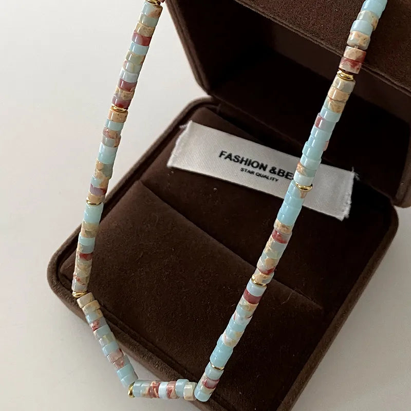Elegant Retro Printing Beaded natural stone Freshwater Pearl Necklace In Bulk