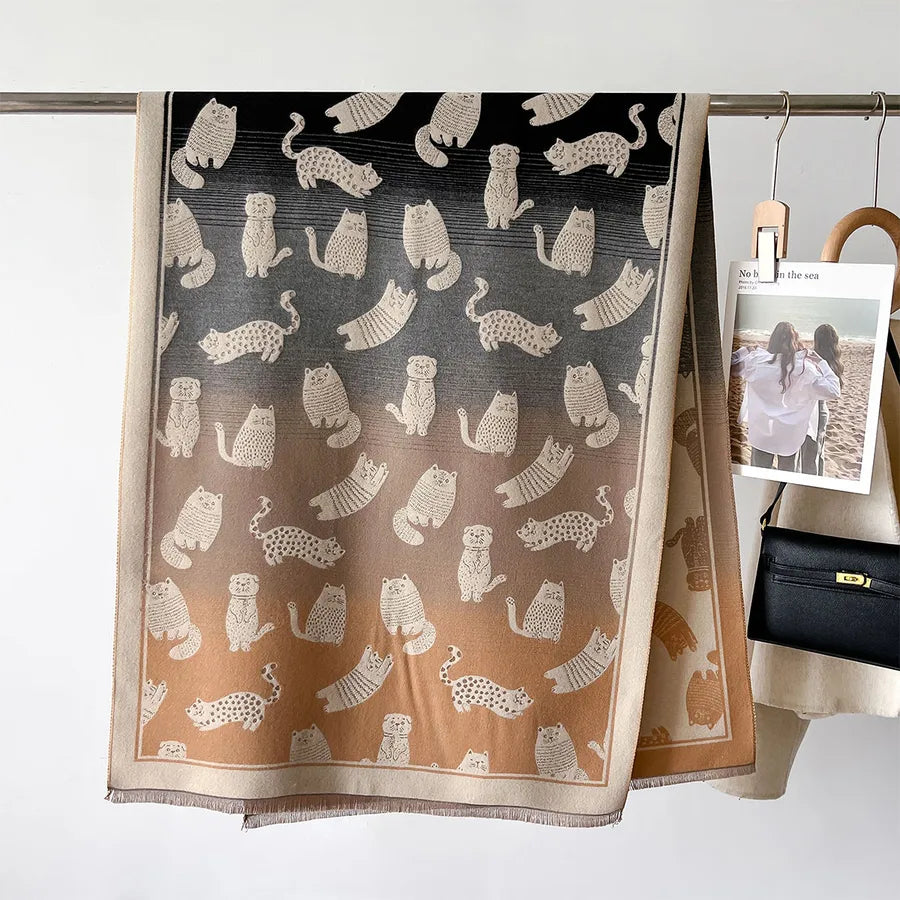 Unisex Cute Basic Cat Polyester Scarf